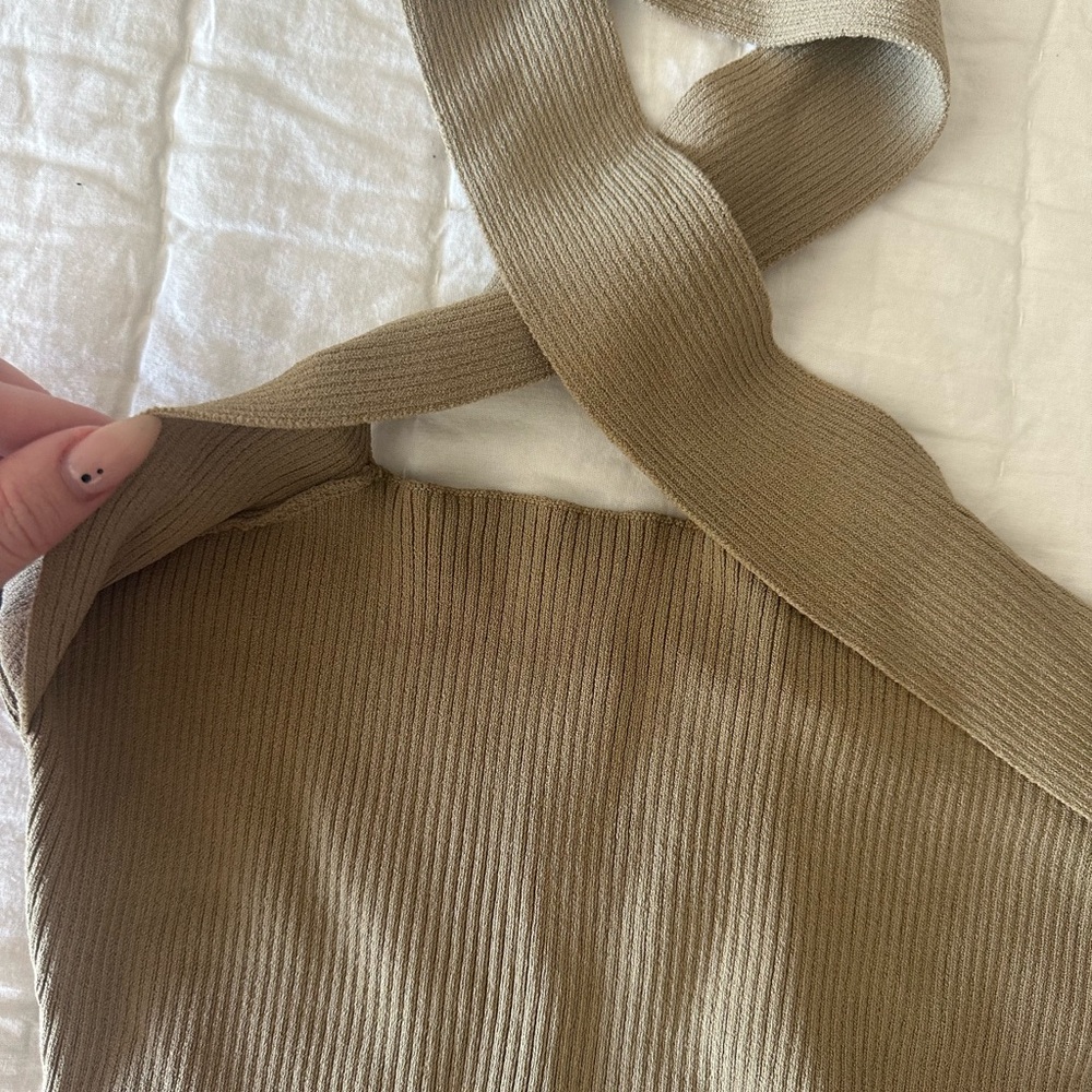 Tan Ribbed Halter Top - Picture 3 of 5